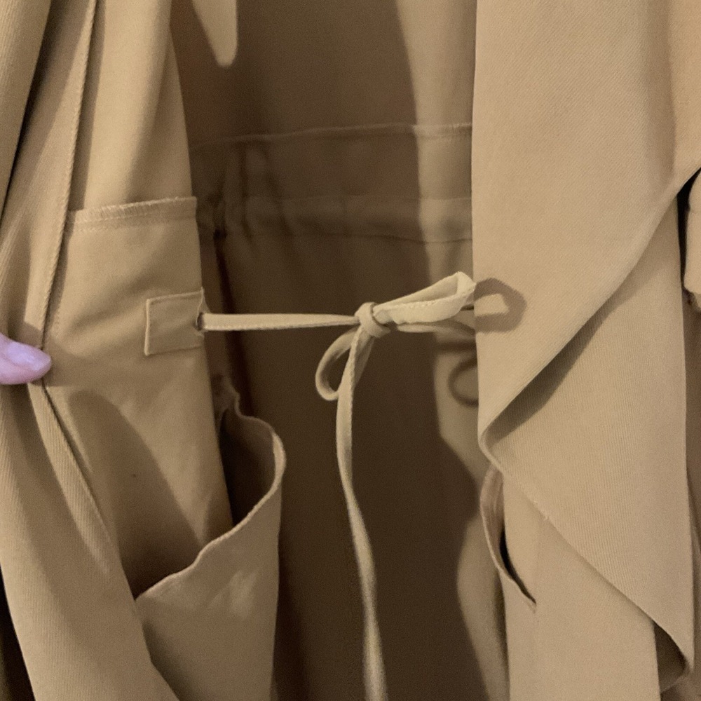 Elodie Longline Duster Cardigan Size L Spice Open Front Waterfall Drape Pockets - Picture 8 of 13